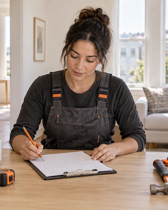 Illustration of reviewing a home repair checklist